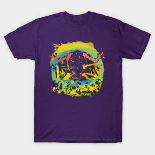 Artistic Painterly Mirror Abstract Frogs T-Shirt